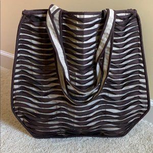 The Territory Ahead brown linen and poly suede tote